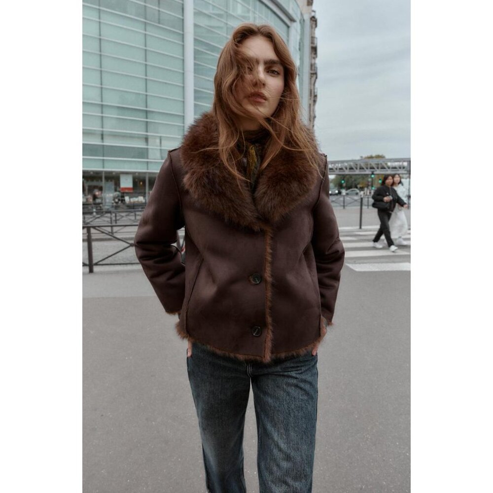 ZARA REVERSIBLE DOUBLE-FACED FAUX FUR JACKET